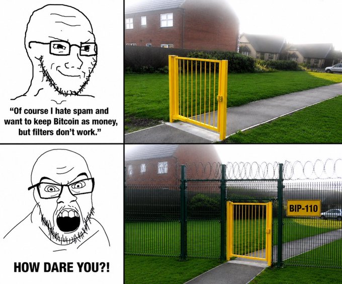 The image features two side-by-side photos of a man's face with glasses, one showing him making a facial expression while standing near a yellow gate or fence, and another photo depicting the same man looking at the gate from behind a green fence. The caption below the images reads "How dare you?".