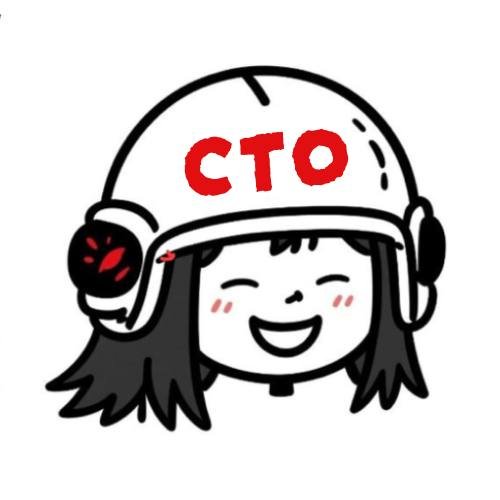 A cute cartoon-style illustration of a smiling girl wearing a white helmet with 'CTO' written in red letters and a communication headset.