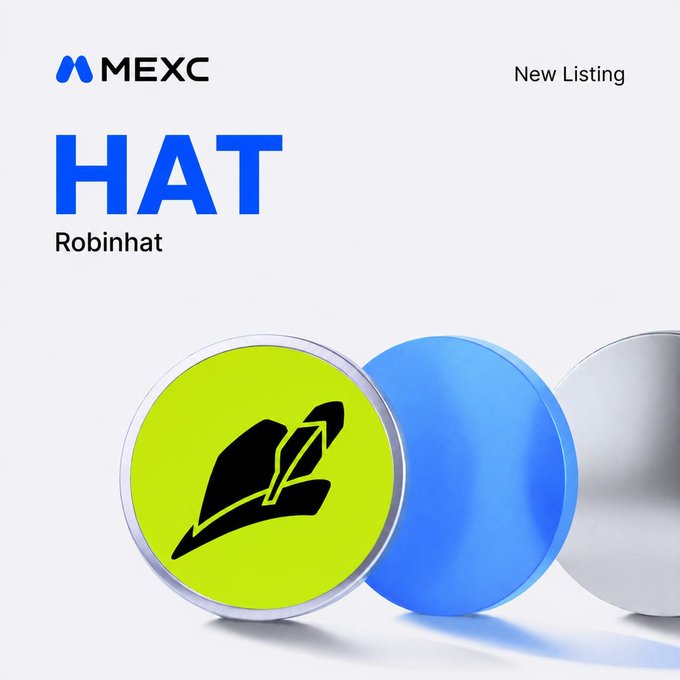 MEXC cryptocurrency exchange announcement for a new listing of 'HAT' (Robinhat) token.