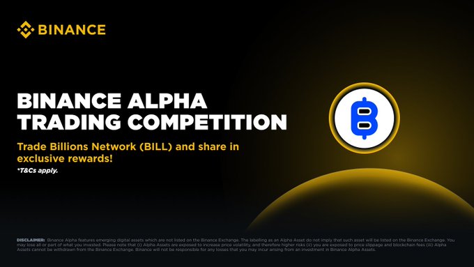 The image features a banner for a Bitcoin Alpha Trading Competition, promoting a trading challenge that involves purchasing BILL Bitcoins with a $200K reward or more depending on individual participation levels. The focus of the competition is on leveraging the power of Bitcoin's Blockchain technology and the concept of "Alpha Strategy", which allows traders to make consistent profits above the market average by identifying trends early enough for them to execute profitable trades in advance.