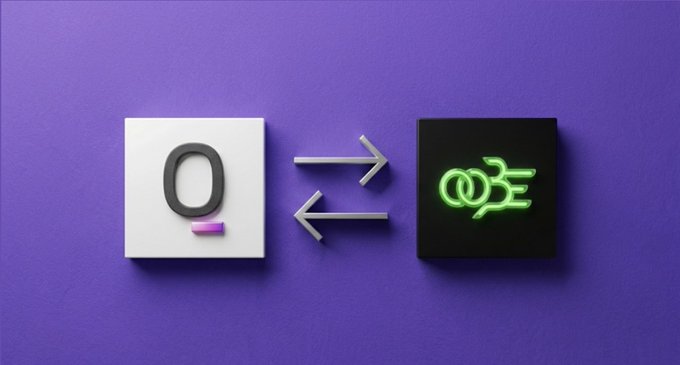 The image features a purple background with two square blocks, one white and one black, positioned side by side against this backdrop. Each block has an arrow pointing towards the other, symbolizing a connection or relationship between them. The text "OOBEonSol Protocol" is written in green at the bottom of the image, indicating that it's related to a protocol for autonomous agents on Solana.