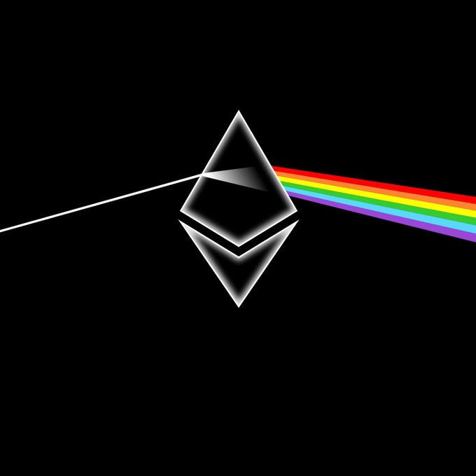 The album cover for Pink Floyd's 'The Dark Side of the Moon', showing a black prism dispersing white light into a rainbow spectrum against a black background.