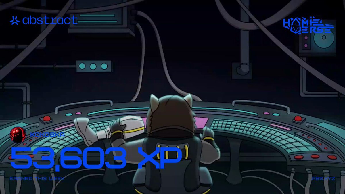 The image features an advertisement with a cartoon character driving a space vehicle, likely for a racing game like "The X-P". The character is shown riding shotgun behind the driver as they navigate through various planets or tracks, seemingly using their XP points for XP-related tasks within the game. Below the image, there is a post promoting another gaming event called "Another XP Day on @AbstractChain" and offering prizes to players who can accumulate at least five thousand XP points over four weeks. The text in the post includes mentions of XP, weeks above 50k points, and even an email address for further inquiries or registration details.