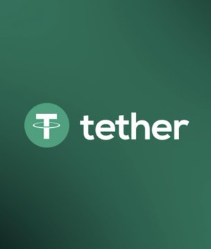 The image features a green background with white text that reads "Tether" at the top, followed by "LATEST: Tether enables robots to use crypto via integrated wallets." The text is centered within the frame of the image.