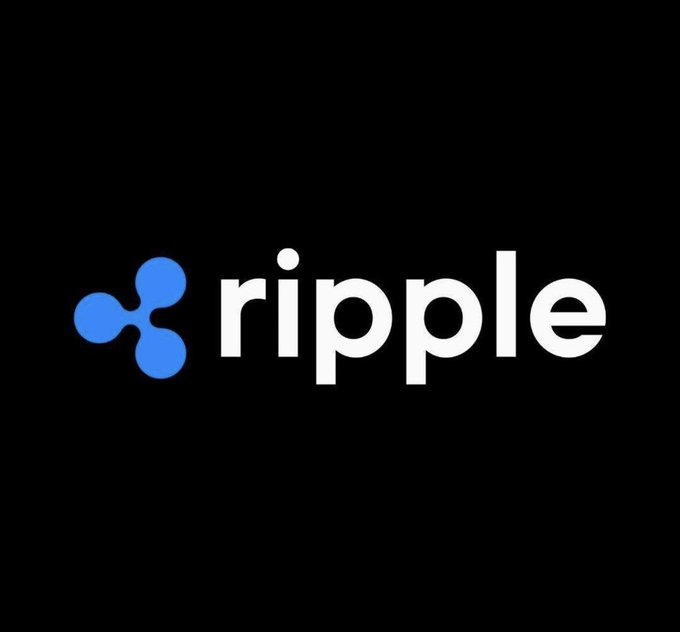 The Ripple (XRP) corporate logo, featuring the blue three-circle symbol next to the white wordmark 'ripple' on a black background.