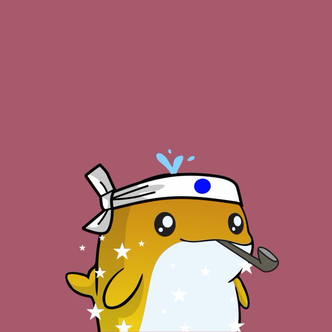 A cute cartoon whale with an orange body, white belly, sailor-style headband, and pipe is illustrated against a maroon background, surrounded by small white stars. The image represents the user's owned "White Stars Body" NFT (one of only 83) from the @whacky_whales collection.