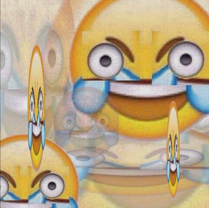 A surreal, dreamlike collage of overlapping crying-laughing emojis with elongated faces and tears streaming down, visually exaggerating the "$LMAO" meme to amplify the post's celebration of the token's 5.2k holders, dedicated community, and viral, humor-driven appeal.