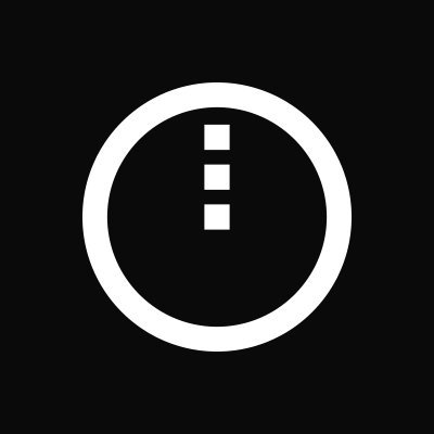 A white circular icon with three vertically stacked dots, resembling a "more options" menu, is displayed on a black background. This minimalistic visual likely represents the conceptual model or menu options for Midnight's token ecosystem, where holding NIGHT tokens generates DUST (a non-transferable gas token).