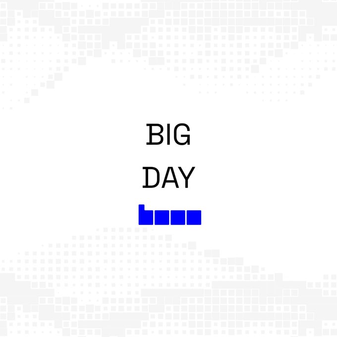 The image features a white background with blue squares arranged in a grid pattern, which appears to be a digital art piece or an abstract design. The text "Big Day" is written in black letters above this arrangement of blue squares. The caption below the image reads "My Personal @BASE Airdrop Theory If base ever launches a token, I think the airdrop won't be based on just one activity They'll likely look at overall ecosystem participation and long-term user behavior".