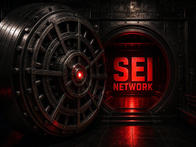 A dramatic promotional image for 'SEI NETWORK' shows a massive metal vault door opening to reveal glowing red text in a dark industrial setting.