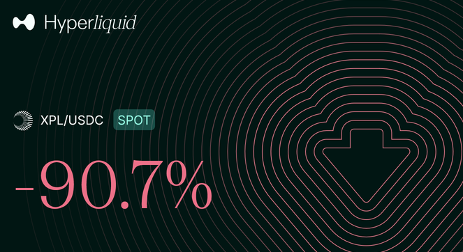 A graphic from Hyperliquid showing a price chart for XPL/USDC in a SPOT market, displaying a steep decline of -90.7%.