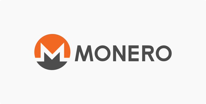 The Monero cryptocurrency logo, featuring an orange circle with a stylized 'M' next to the word 'MONERO' in dark gray text on a light background.