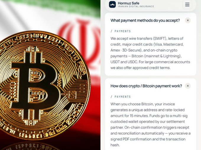 The image shows a gold coin with an image of the Persian flag, along with a text box that provides information about Bitcoin payments. The text box explains that Iran is accepting Bitcoin payments through the Lightning Network, which allows for peer-to-peer transactions without the need for banks or other centralized financial institutions. This feature enables Bitcoin users to send and receive Bitcoins securely and privately, without any intermediaries. However, it's important to note that this payment method may not be suitable for everyone due to its reliance on a stable internet connection and the absence of traditional banking infrastructure in certain regions.