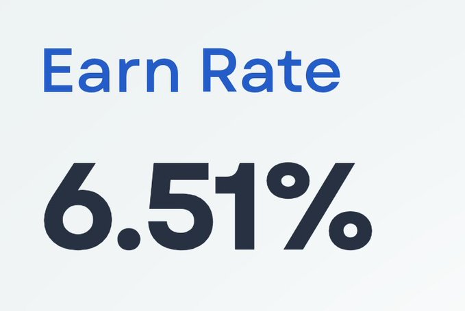 A simple graphic displaying 'Earn Rate' in blue text above '6.51%' in large, dark blue font on a white background.