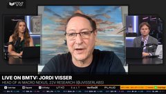 A screenshot from BMTV featuring Jordi Visser on 'LIVE ON BMTV: JORDI VISSER', with 'BLUE OWL, IGNITE PARTNERS, GOLD, $1.5B WEEK AHEAD' visible on the ticker.