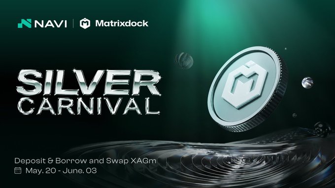 The image features an advertisement for a silver coin carnival event that was recently held at Navi, MATRIXDOCK, and Astros casino locations on May 20th, June 3rd, and July 1st. The event took place from May 20 to June 3, and there were multiple rounds of trading coins during the carnival. 

The advertisement promotes a $5,000 reward pool for those who successfully participated in the trading activities at the silver coin carnival. The image shows a silver coin surrounded by other coins floating above it, symbolizing the coin trading experience from the carnival.