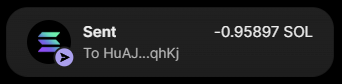 A wallet transaction shows **“Sent -0.95897 SOL”** to **“HuAJ…qhKj”**, likely documenting the SOL prize sent to giveaway winner “Spidey” as mentioned in the accompanying post.