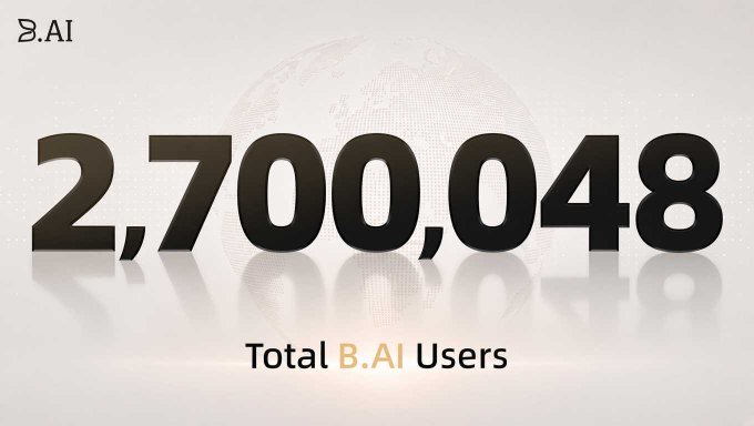 A graphic displaying '2,700,048 Total B.AI Users' with the B.AI logo in the top left corner against a globe background.