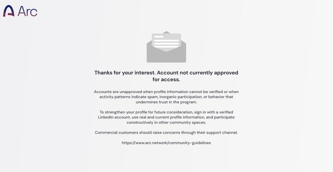 The image shows an email from Arc that has been screenshoted. The email contains a message about an Airdrop, which is a feature offered by Arc for users who want to share tokens with others. The email also mentions that there are 12 tokens available for this particular Airdrop and that the recipient should be positioned before the checker in order to participate.