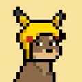 A pixel art character wearing a yellow Pikachu-themed hood or hat.