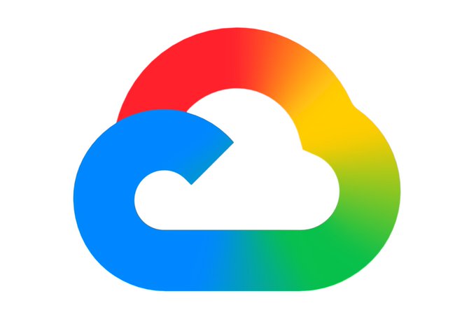 A colorful cloud logo featuring a gradient of red, orange, yellow, green, and blue, resembling the Google Cloud icon.