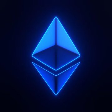 A glowing blue neon Ethereum logo is displayed against a dark background, visually reinforcing the post's bullish message that $ETH offers the best risk-reward in the current market.