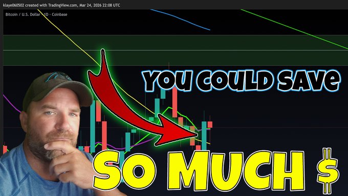 The image features a man who appears to be thinking about investing money with Bitcoin or other digital currency. He is wearing a hat that has a logo on it. The man is shown looking at his chin, deep in thought. In front of him, there's text and an image of a chart that shows the price of a cryptocurrency over time. A red arrow points to a lower bar on the chart, indicating a decrease in value. Above the chart, there's text in bold letters saying "You Could Save So Much", suggesting the potential gains from investing in digital currency.