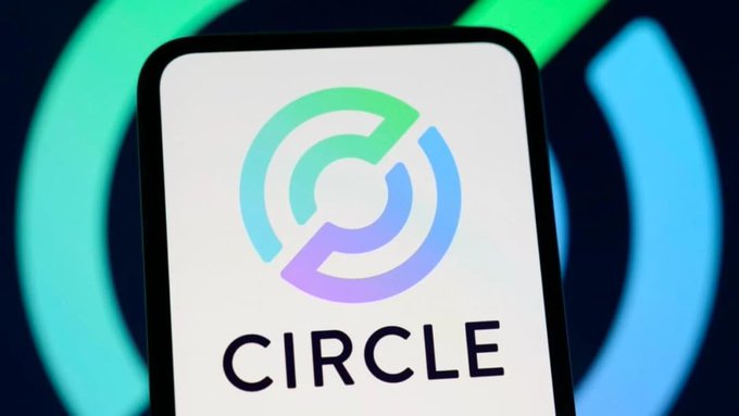 A stylized smartphone displays the multicolor “CIRCLE” logo against a dark background of enlarged matching rings.