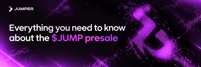 A dark banner with text reading 'Everything you need to know about the $JUMP presale' alongside the JUMPER logo.