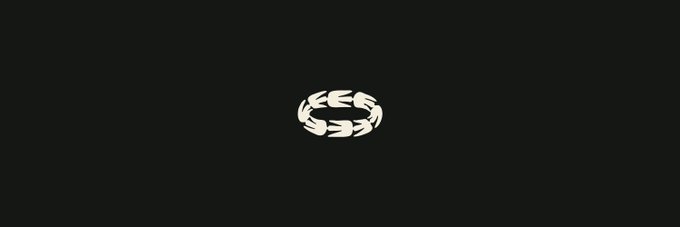 A small white logo with a stylized wreath or chain-link design is centered on a black background, likely serving as the visual branding for the @commonsmade airdrop project discussed in the speculative distribution breakdown.