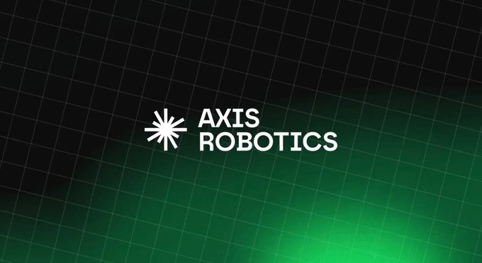 The 'AXIS ROBOTICS' logo featuring a starburst icon, presented on a dark green gradient background with a grid pattern.