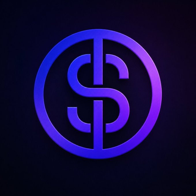 A stylized purple and blue circular cryptocurrency logo with the letters 'S' and 'D' intertwined in the center, set against a dark background.