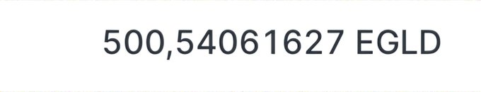 Text displaying '500,54061627 EGLD' on a white background, representing a cryptocurrency balance.