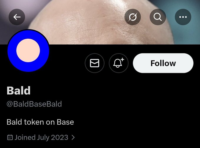 In this image, a person's profile picture shows that they are a member of the @bald account on the coinbase platform Base. There are three distinct features visible in the photo, including: 1) the user has posted about being bald; 2) the user has shared a screenshot of their head; and 3) the post is titled "BALD". Additionally, the post also contains text explaining that it is a meme about Bitcoin, referencing a coin named @bald BALD. The image appears to be related to the post because there are several elements such as the name of the account, the content shared on their profile picture, and the title of the post align with the context of the image.
