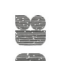 A pixelated black-and-white icon depicting a stylized symmetrical figure or symbol with horizontal lines.
