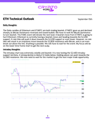 A CoinPedia article titled 'LTC Technical Outlook' dated September 15th featuring a Litecoin price chart showing a downward trend from $80 to below $60.