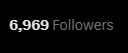 A profile section displaying "6,969 Followers," highlighting the social media following count that supports the post's call to action to follow the $DOGE legend.