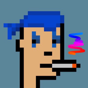 The image features a cartoon character with blue hair wearing a bandana and holding a cigarette. The caption below the image reads "for cryptopunks, the utility is ownership for BAYC, the utility is membership", which suggests that this image might be related to a discussion or event about cryptocurrency or digital art.