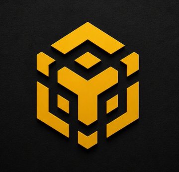 A stylized golden geometric logo resembling a fox or angular emblem on a black background, likely representing Binance or BNB Chain branding. The hexagonal/fox-like shape visually echoes the crypto platform's iconography referenced in the post about the Binance and BNB Chain logos.