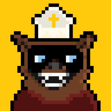 The image features a cartoon bear wearing a hat with a cross, giving it a religious appearance. The bear has a red shirt underneath its hat, which contrasts with the yellow background of the image. The caption below the image reads "GM GM GM HAPPY SUNDAY #XRPL". This suggests that the image is part of a series or collection related to the Bear family and their adventures on social media platforms.

The bear's religious attire and the caption indicate that this image might be part of a larger story, possibly about the Bear family's experiences in the digital world. The post could be promoting an event or campaign related to the Bear family, or it may simply be showcasing the bear's unique appearance for entertainment purposes.