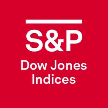 The image features the S&P Dow Jones Indices logo on a red background, displaying the text "S&P Dow Jones Indices." This relates to the post as the company behind major market benchmarks is now launching its first-ever crypto index, signaling a notable expansion into cryptocurrency tracking.