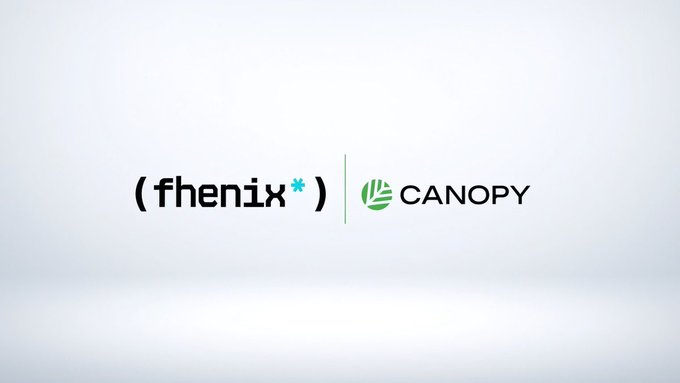 A white background displaying the logos 'fhenix' and 'CANOPY' side by side.