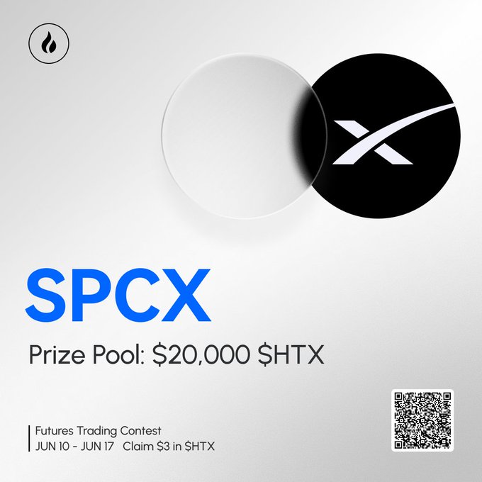 The image features a poster with an advertisement for SPCX, a speculative crypto company backed by Elon Musk, which offers participants the chance to invest $20,000HTX into their platform in exchange for a gift box. The poster includes a call-to-action button that invites viewers to join and claim their prize pool. The background of the image has a white color with the word "SPCX" prominently displayed on it.