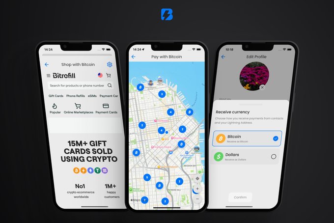 The image shows three cell phones, each displaying different information about Bitcoin Cash. One phone has a map of Bitcoin Cash transactions, another displays a payment screen with Bitcoin Cash details, and the third shows a map of Bitcoin Cash addresses. The image also includes text that says "integrating btcmaps into more bitcoin wallets is a great idea!".