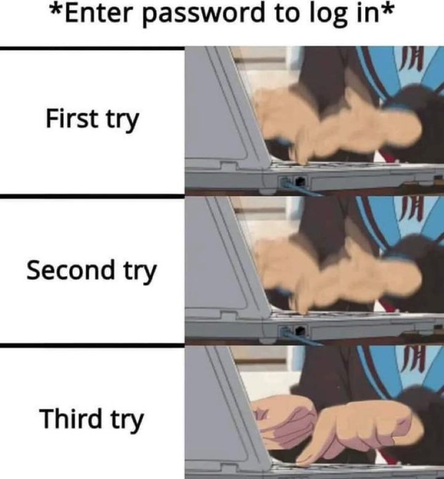 The image shows a series of three different frames, each depicting a person using a laptop computer. The first frame shows a person typing on their laptop with the text "Enter password to log in" displayed above them. The second frame depicts another person typing on their laptop as well, but this time there is no visible text. The third and final frame shows an individual typing on their laptop while wearing a blue shirt.