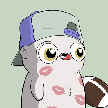 A cartoon character with a backwards cap and kiss marks on its body holds a chocolate-covered pastry, likely referencing the acquisition of new "Fugz" NFTs as profile badges.