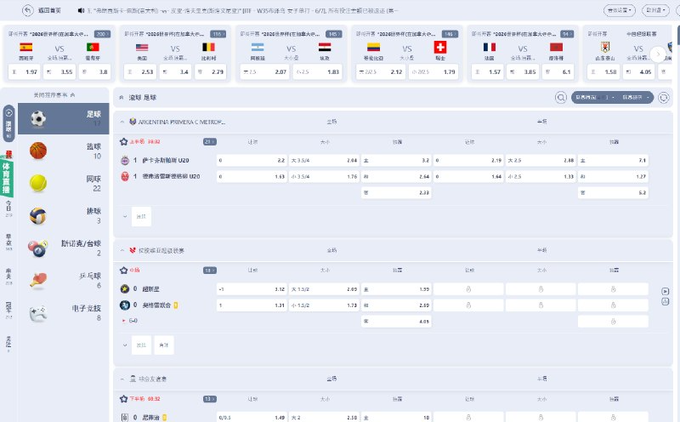 A Chinese sports betting website displays live football match odds, featuring upcoming fixtures like Portugal vs. Denmark and Belgium vs. Ukraine, with betting markets for 1X2 and Asian Handicap odds. The screenshot appears to be from a betting platform the user has been using to follow tactical details, lineup changes, and in-game performances mentioned in their post about enjoying the strategic aspects of football beyond just results.