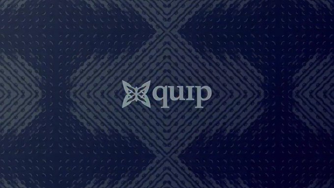 The image features an advertisement for Quip network. The central focus of the advertisement is a logo that reads "quip" displayed within a square diamond pattern. This logo, combined with the background elements such as a large graphic, implies that the company is part of the blockchain technology space and that they are collaborating with well-known institutions or networks to advance their efforts in this area. The image encourages viewers to learn more about Quip network by clicking on the link provided at the bottom right corner of the image.