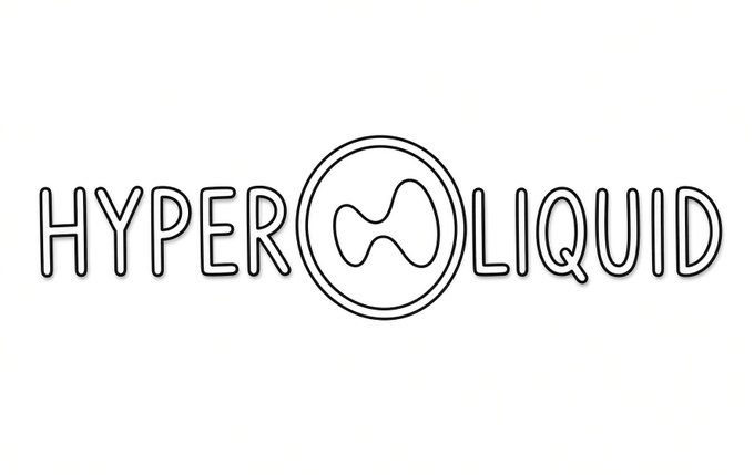 The logo for Hyperliquid, a cryptocurrency exchange, is shown in black outline text with its distinctive circular symbol in the middle.