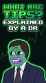 A cartoon-style image of a sad green-skinned man in a suit with the neon text 'WHAT ARE TIPS? EXPLAINED BY A DR' above him.